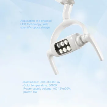 Zobārstniecība LED Lampas Shadowless 6 Spuldzes Mutvārdu Gaismas Zobu Bloks Ar Sensora Manuālo Slēdzi
