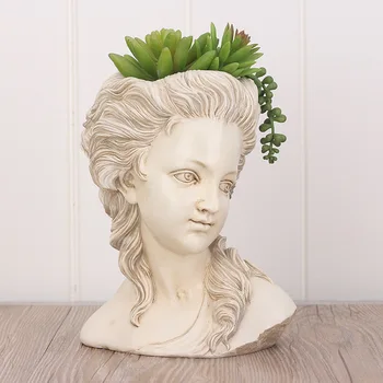 Gudrs Sukulentu puķu pods uz galvas elegants grieķu dieviete bonsai poda dārza pot roku amatniecības mājās rakstāmgalda decortion