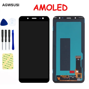 AMOLED LCD Samsung Galaxy J6 2018 J600F J600 J600Y J600FN/DS LCD Ekrānu Modulis Touch Screen Digitizer Montāža