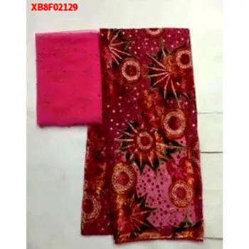 Ziedu Stilā Āfrikas Samta tērps, Mežģīņu Auduma 5Yards + 2Yards Nigērijas Tilla Audums Kāzu XB8F02129