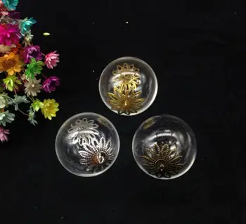300pcs 25mm skaidrs, dubultu caurumu bumbu stikla globuss ziedu krelles klp uzstādīt stikla pudelīte kulons stikla pudele, kas vēlas dome segtu kaklarota