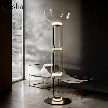 Aisha Itālija Dizaina Ziemeļvalstu Spilgti LED Gaismas Grīdas Iekštelpu Dzīvojamā Istaba Guļamistaba Dekori Stāvēt Apgaismojums Mūsdienu Smagā Stikla Grīdas Lampas