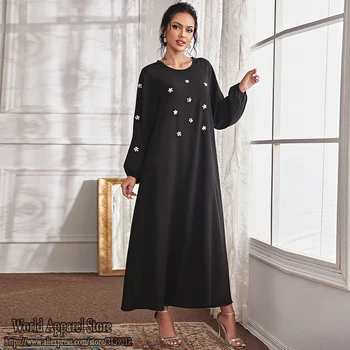 Ramadāna Eid Mubarak Black Musulmaņu Modes Abaya Dubaija Turcija Islāmu Gara Kleita Drēbes, Longue Djellaba Femme Abayas Sievietēm Kaftan