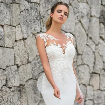 Mermaid Kāzu Kleitas Turcija 2019 Mežģīnes Appliques Līgavas Kleita Pasūtījuma izgatavotu Kāzu Kleita vestidos de noiva Plus lieluma