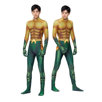 Aquaman Arthur Karija Cosplay Kostīmu Zeķubikses Halloween Puse Velosipēdistu Uzvalkā Jumpsuit Anime Piederumi Bērniem Zentai Drēbes Zēniem