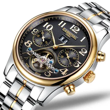 KARNEVĀLA vīriešu/vīriešu pulksteņi top zīmola luksusa automātiska/mechanical/luksusa skatīties vīriešu sporta rokas pulkstenis vīriešu reloj hombre tourbillon