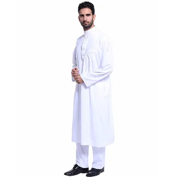 2GAB Dubaija Saūda Arābijas Vīriešu Thobe Islāma Thoub Ilgi Jubba Dishdash Musulmaņu Abaya Kleita Daffah Kaftan Jubah Drēbes
