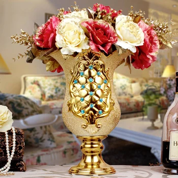 Mūsdienu Sadzīves Zelta Keramikas Vāze Dimanta Radošo Telpu Dekorēšana viesistaba Vīna Skapis TV Ark Keramikas Apdare