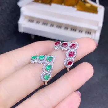 KJJEAXCMY boutique rotaslietas 925 sterling sudraba inkrustēts Dabas emerald baložu asinis ruby sieviešu gredzenu atbalsta tests