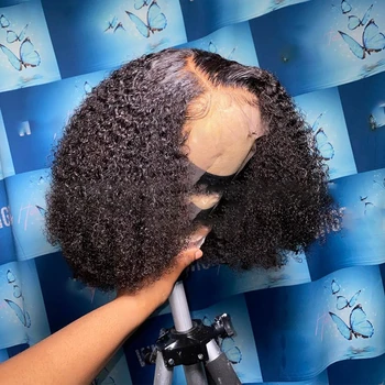 Afro Kinky Cirtaini Parūka 13x4 Mežģīnēm Priekšā, Cilvēka Matu Parūka Augsts Rādītājs Sievietēm Remy Human Hair 4x4 Mežģīnes Slēgšanas Parūkas Balināts Mezgli