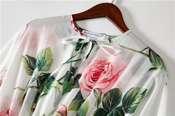 Pasaku Jaunu Maigu vēja retro rožu drukas kleita eleganta šifona kleita ir novērst gozēties brīvdienu pludmales kleita