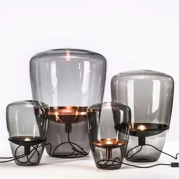 Ziemeļvalstu augstas kvalitātes stikla galda lampas modernās galda, gultas lampas dūmu pelēks Sausā krāsu Caurspīdīgu krāsu LED E27 ES MUMS 85-265V