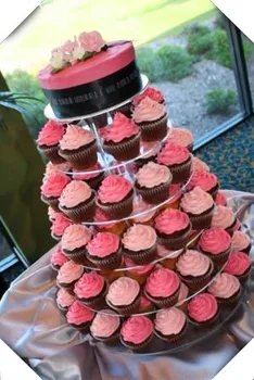 Aplis Akrila Cupcake Kāzu Torte StandHot Pārdošanas Lieliska kvalitāte 6 Līmeņa Apaļā Maypole Akrila Cupcake Stāv apdare