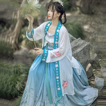 Jaunais Ķīnas Kleitu Hanfu Han/Tang/Song Dynasty Tradicionālo Pasaku Princese Drēbes Austrumu Senās Sievietes Ikdienas Tērpos VO1149