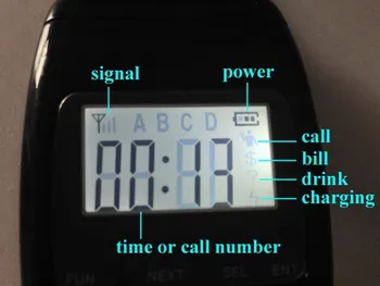 Viesmīlis Zvanu Sistēmas Rokas pulksteni Peidžera + Ūdensizturīgs Zvanu Pogu Restorāns ( 2gab rokas pulksteni + 12 gab zvanu svilpe Bell)