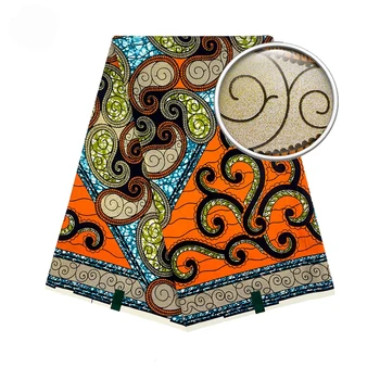 New Grand Āfrikas Vaska Spīdums Glam Audums Kokvilnas Zelta Ankara Batik Materiālam Labas Kvalitātes Pagne Šūšana, Kāzu Kleitu