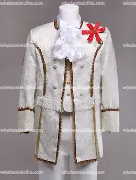 Pielāgota Red/White Vīriešu Pils Uzvalks Princis Tērpi Viduslaiku Vīriešu Kostīmu Periods