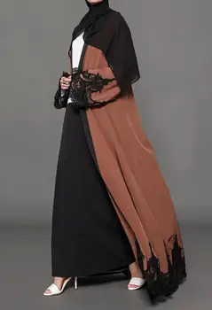 Musulmaņu Modes Arābijas Apģērbu Jaciņa Dievkalpojumu Tērpu Tumši Brūna, Liela Izmēra Kleitu Abaya Dubaija De Moda Musulmana Islāma Apģērbi