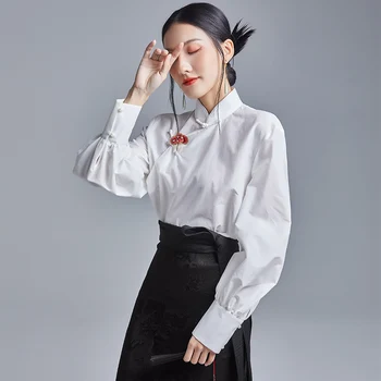 Ir 2021. pavasara kleita, jauna, Ķīniešu stila Retro Tēja kleita uzlabota cheongsam Tang kleita modernā Ķīniešu Krekls Top