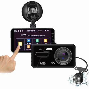 Jaunu Touch Automašīnu Kameru Ieraksti Dual Priekšējie Un Aizmugurējie HD 1080p Dash Cam Nakts Redzamības 24 Stundu Autostāvvieta Uzraudzības Platleņķa 1080P