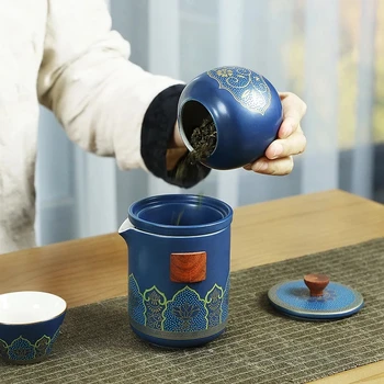 Ķīniešu Kung Fu Tējas Tase Uzstādīt Keramikas Dāvanu Komplekts Vintage Portatīvo Ceļojumu Tējas Komplekts Tējas Ceremonija Virtuves Juego De Tazas Teaware 60