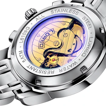 LOREO Mehānisko Pulksteņu Modes Luksusa Vīriešu Automātiskā Skatīties Pulksteni Biznesa Gaismas Ūdensizturīgs rokas Pulkstenis Relogio Masculino