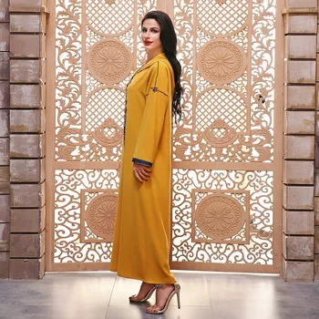 Etniskās Vintage Musulmaņu Arābu Abaya Vienkrāsainu Sievietes Luksusa Kapuci Gara Kleita Islāma Dubaija Marokas Caftan Maxi Drēbes Ramadan