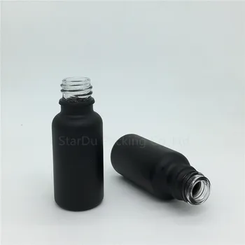 240pcs 20ML Melna Matēta Stikla Pudeles 20ml Pudelītes Ēteriskās Eļļas Pudeli Sudrabaini Alumīnija Vāciņu Smaržu Pudeles