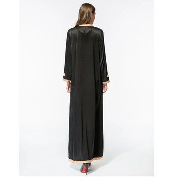 Augstas klases Sievietes Maxi garām piedurknēm ilgi vintage Kleita Plus lieluma izšuvumi Dubaija Kaftan Musulmaņu kleita grīdas garums kleita