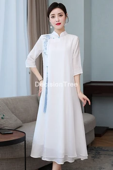 Ir 2021. ķīniešu cheongsam kleita sievietēm ao dai mežģīnes qipao ķīniešu kleita qi pao puse vintage eleganta kleita ķīniešu oficiālās kleitas