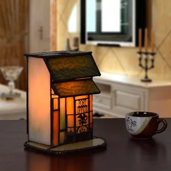 Maza māja apdare bārs Tiffany mākslas stikla lampa nakts gaismas lampa bankas kāzu dāvanas