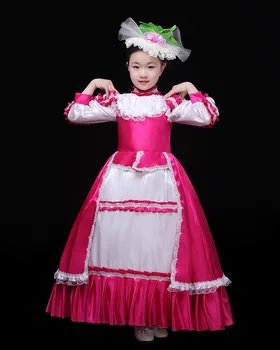 Eiropas Pils Retro Kleita Meitenēm Vintage Kleitas Meitene Lolita Princese Bumbu Kleita Bērni Boutique Drēbes Dzimšanas Dienā Vestidos