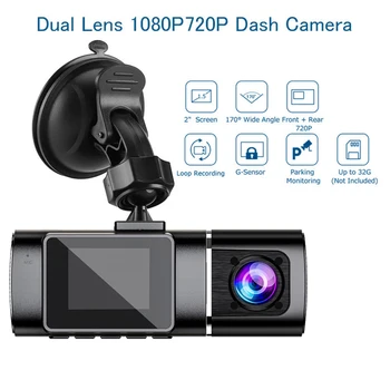 Par G2 Braukšanas Ieraksti Uzstādīt Dubultā Objektīva Slēptās Mini Automašīnas DVR Kamera Dash Cam