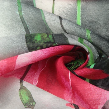 Apdrukāta Zīda, Lina Auduma 14 momme 140cm Platums Soie Auduma Veļu Materiālu Rozā Ziedu Drukas Pozicionēšanas Dizaina MOQ 1.15 M