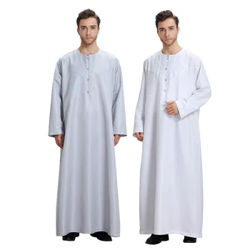 Vīriešu Apaļu Kakla garām Piedurknēm Cietā Saūda Arābu Jubba Thobe Islāma Musulmaņu Dubaija Drēbes Vīriešiem Garās Drēbes