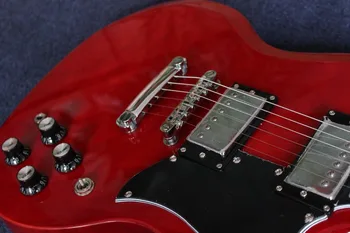 Pasūtījuma veikalā, elektriskā ģitāra, Sarkanā krāsa handwork 6 Stīgas guitarra sarkankoks ķermeņa