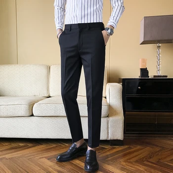 Ir 2021. Jaunu Biznesa Kleitu Bikses Vīriešu Vienkrāsainu Biroja Sociālo Formālu Uzvalku Bikses Gadījuma Streetwear Kāzu Bikses Pantalon Homme