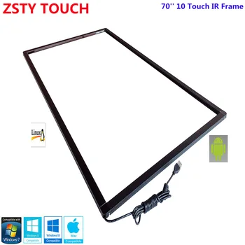 ZSTY Touch Bezmaksas Piegāde! 70 collu Nekustamā 10 punkti USB Infrasarkanās multi touch panelis komplektā,touch panel IS,is touch ekrāna rāmis