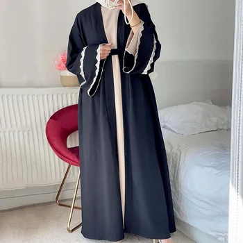 Musulmaņu Abayas Sieviešu Kleita Dubaija Turcija Hijab Mubaraks Atvērt Abaya Kimono Islāmu Kaftan Drēbes Musulmane Longue Djellaba Femme