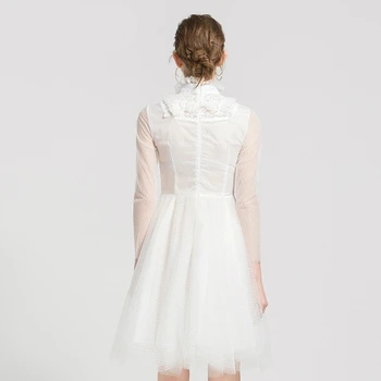Pils Stilā Ins Mežģīņu Kleita 2019 Pavasara Vasaras Sievietes Bumbu Kleita Vintage Baltās Puse Kleita Sievietēm Acs Raibs Elegants Kleitas
