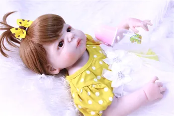 57CM Mīksta Silikona Atdzimis Bērnu Lelle Meitene Rotaļlietas 23inch Spilgti Bērnu Boneca Pilna Vinila Modes Lelles Bebe Atdzimis Menina 2018