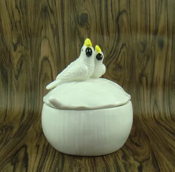 Porcelāna Papagailis Mīļotājiem Statuetes Uzglabāšanas Jar Dekoratīvās Keramikas Putnu Salds Organizators Box Dāvanu, Rotājumu un Amatniecības Piederumi
