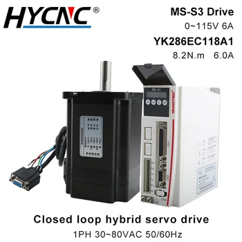 YAKO MS-S3 Hibrīda Servo Drive 1PH 30~80VAC 6.0 A Ar Digitālo Displeju Disku Adaptācijas YK286EC118A1 Slēgtā Kontūra Mehānisko 8.2 N. M
