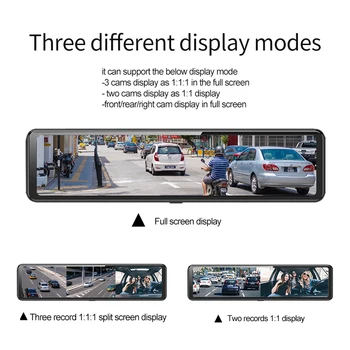 4K spoguļi automašīnas DVR braukšanas ieraksti GPS mērītāju, atpakaļskata kamera, balss vadība, 24 stundu autostāvvieta monitors