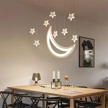 Romantiska Bērnu Istabas Zvaigžņu Mēness pasaku piekariņu gaismas virtuves pētījums 