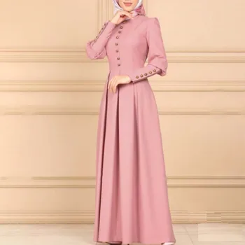 Musulmaņu Sievietes Abaya Kleita Vintage arābu Pogas, Etniskā Jubah Dubaija Elegants Islāma Apģērba Ramadāna Eid Modes Femme Drēbes S-2XL