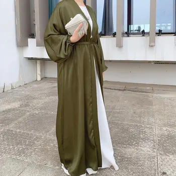 Eid Musulmaņu Atvērt Abayas Dubaija Ramadāna Kleita, Hijab Kaftan Burbulis Satīna Kleita Sievietēm Islāma Apģērba Tukey Kimono Femme Turcija