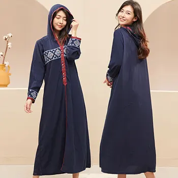 Rudens Musulmaņu Kaftan Abaya izšuvumi Kimono Kleita Sievietēm Dubaija Abayas turku Akmeņi Kapuci Kleitas Āfrikas Plus Size drēbes