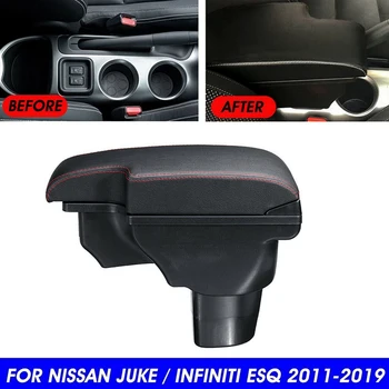 Priekš Nissan Juke Infiniti ESQ 2011-2019 Centrālo Roku balstu Konsoles Uzglabāšanas Kaste, Margas, Dubultā Slāņa Uzglabāšanas W/ 3 USB Ports