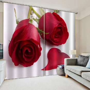Luksusa 3D Logu Aizkari viesistabā kāzu guļamistabā sarkano rosse aizkari, Pārklāji Cortinas